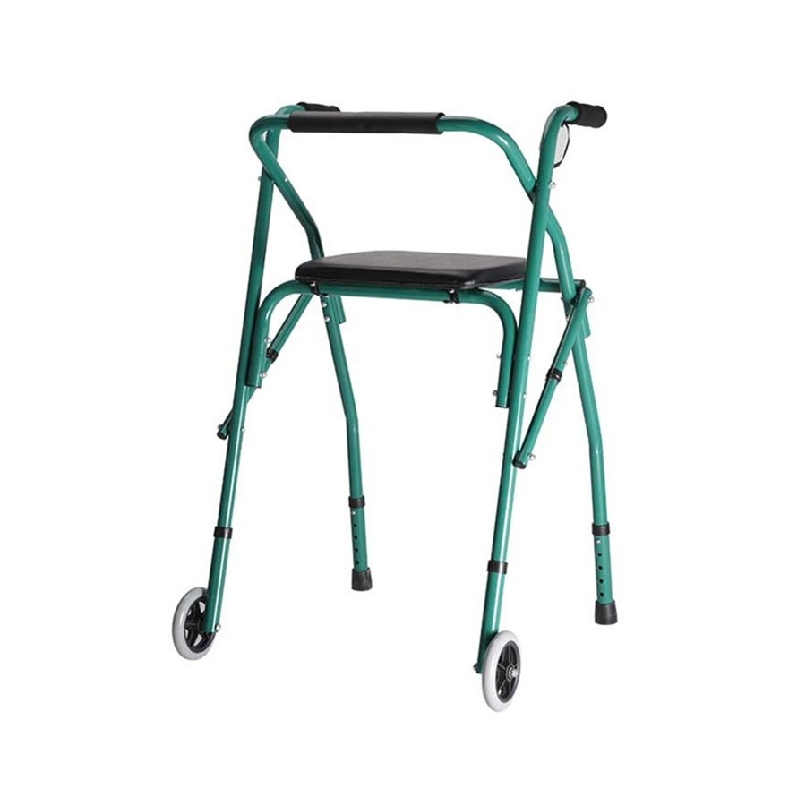 Andador plegable con 2 ruedas y asiento